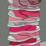 Une pile de chaussures de couleur rose