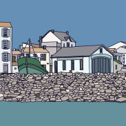 Vue de village par la mer