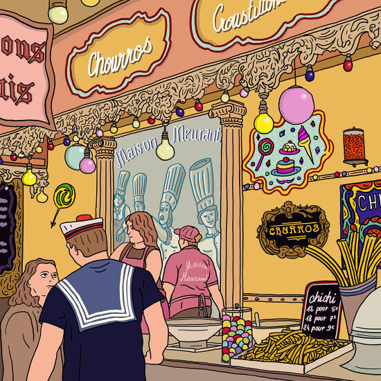 Un marché de fête foraine