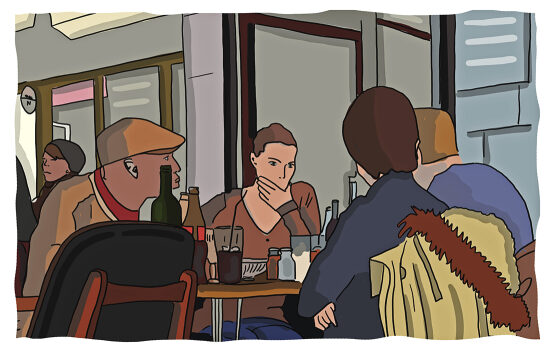 Un groupe de personnes dans un café