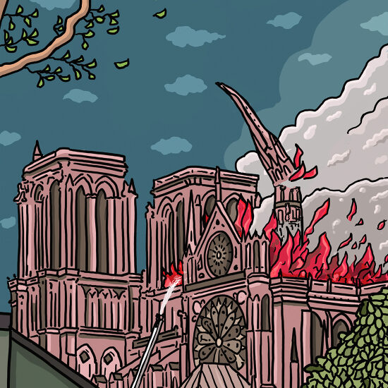 cathédrale de Notre-Dame de Paris en feu