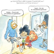 Scène de famille matinale humoristique
