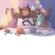 Scène de jeu de monstre dans une chambre