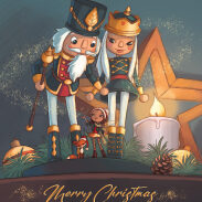 Personnages de Noël en décor festif