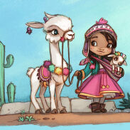 Alpaca et petite fille