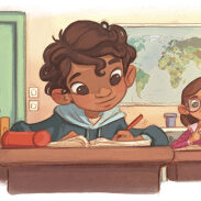 Enfants à leur bureau d'école
