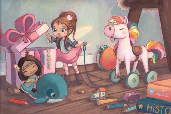 Enfants jouant avec des jouets