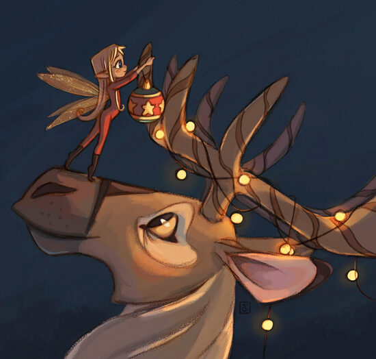 Faon et boule de Noël