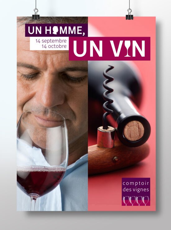 Affiche promotionnelle vin homme