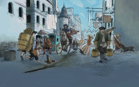 Rue animée d'une ville historique