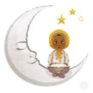 Enfant assis sur la lune
