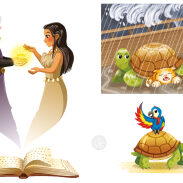 Scène fantastique avec tortues