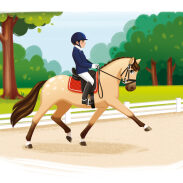 Cavalier sur un cheval au trot