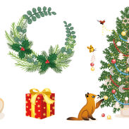 Scène de Noël avec ours et sapin