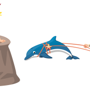 Sirène et plongeur avec dauphin