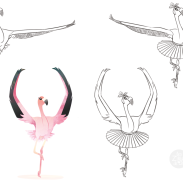 Flamant en position de ballet
