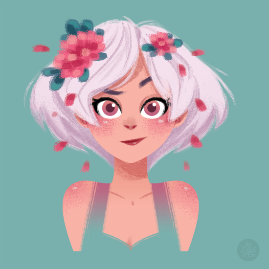 Fille avec des fleurs dans les cheveux