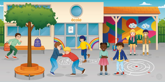 Cour de récréation scolaire