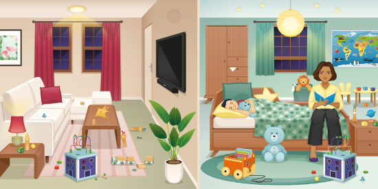 Chambre de bébé et chambre de maman