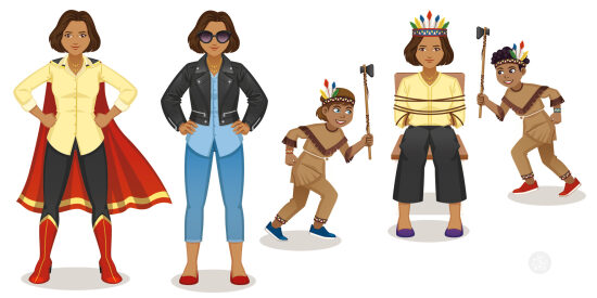 une femme superhéroïne et de garçons indiens