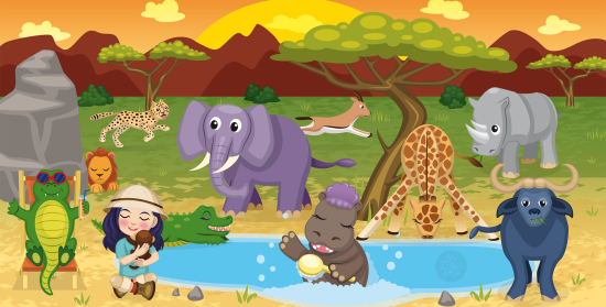 Scène de savane africaine avec animaux