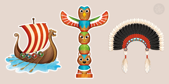 Totem de bois coloré