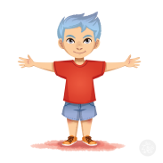 Enfant avec t-shirt rouge