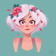 Portrait de jeune femme avec fleurs