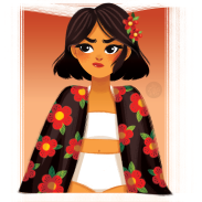 Femme avec kimono fleuri