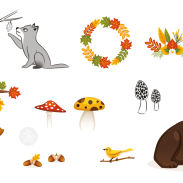 Animaux forestiers en automne