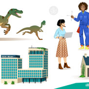 illustrations de dinosaures technologie personnages
