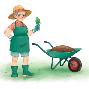 Jardinière avec une brouette