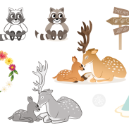 Illustrations d'animaux et de décorations