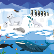 Scène hivernale avec animaux polaires