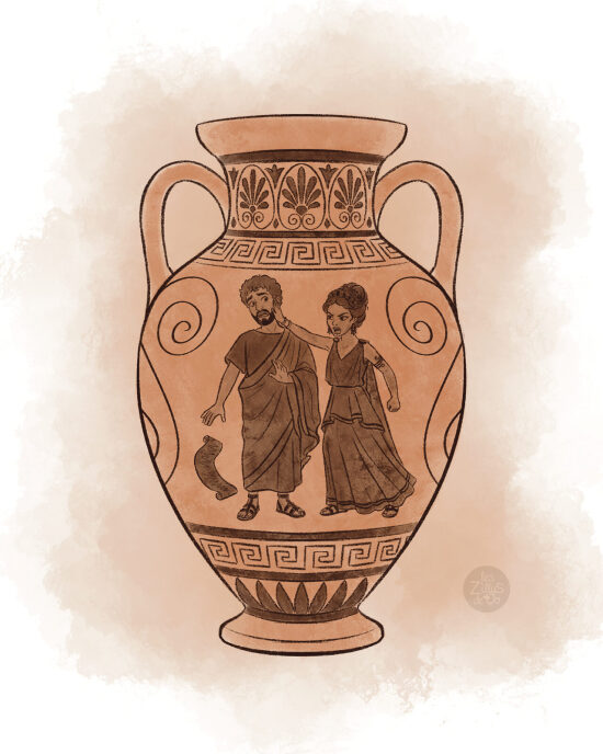 Vase grec à figures rouges