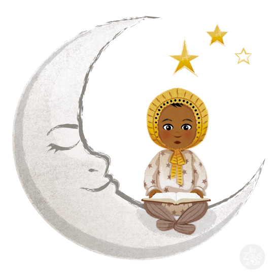 Enfant assis sur une lune