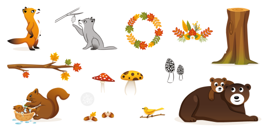 Animaux forestiers en automne