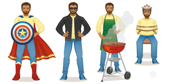 Personnages masculins variés en illustration