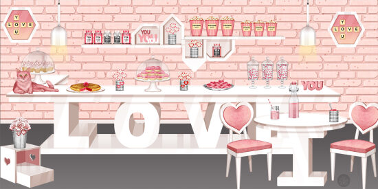 Décor de café avec thème amour