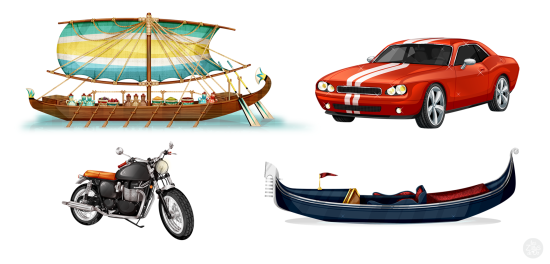 Véhicules variés en illustration