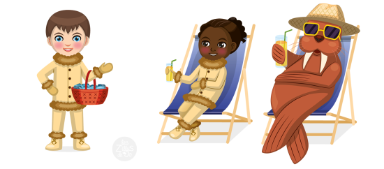 Personnages dans un cadre estival