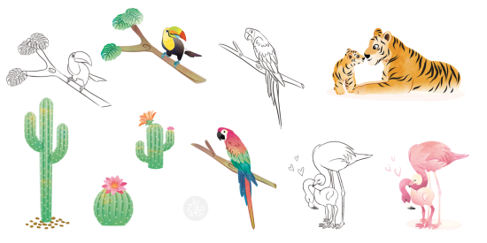 Animaux exotiques et végétation