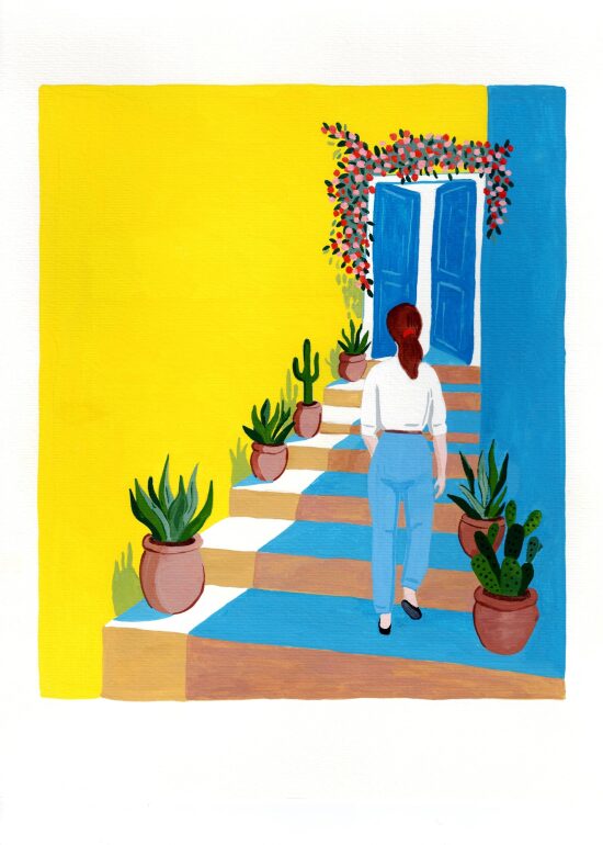 Escalier aux plantes dans un patio