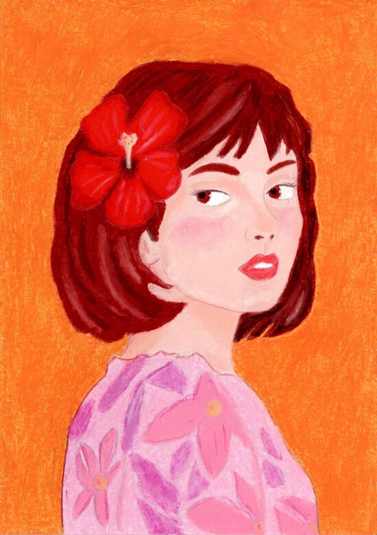Portrait de femme à la fleur d'hibiscus