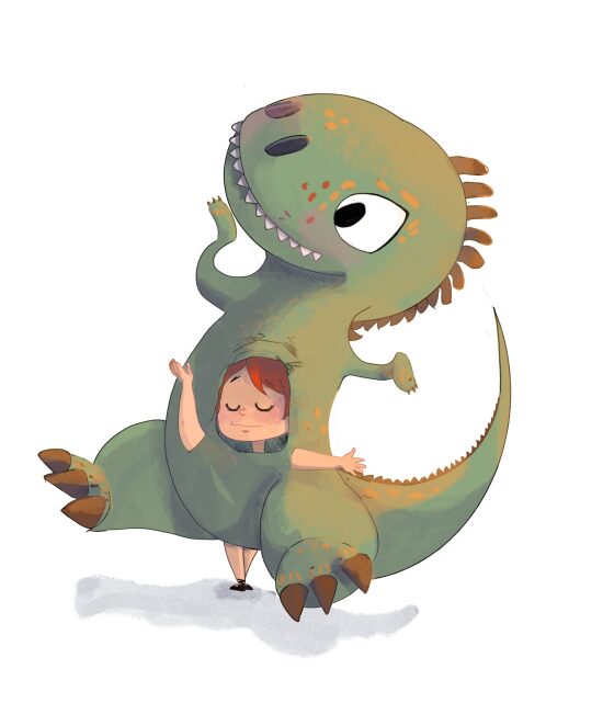 Petit garçon et dinosaure