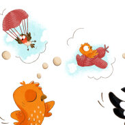 Oiseaux en parachute
