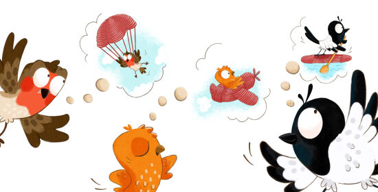 Oiseaux en parachute