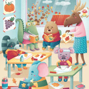 Classe d'art pour animaux colorés