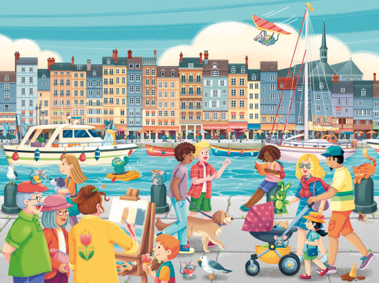Scène animée au port de pêche