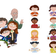 Groupe d'enfants et d'adultes